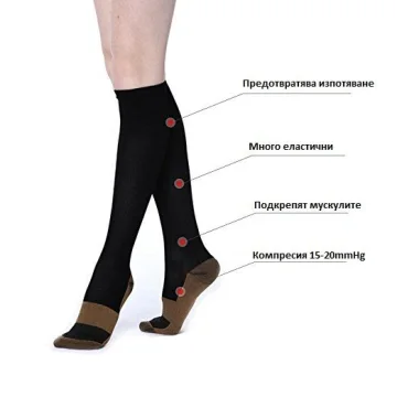 Компресивни чорапи за лечение на отоци в глезените, тежки крака и разширени вени