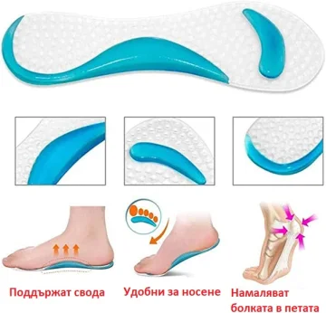 Силиконови стелки при плоскостъпие, 32-38 номер на обувка