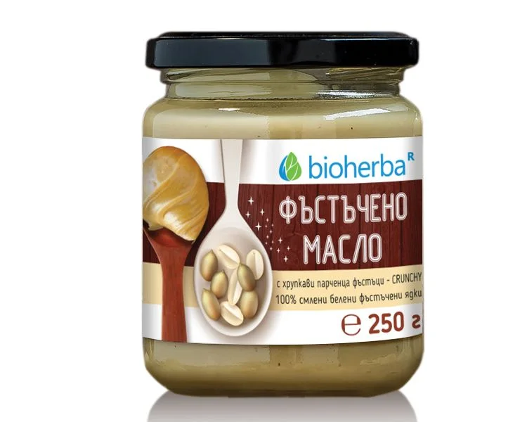 Биохерба - Фъстъчено масло 100 % с хрупкави фъстъци CRUNCHY х 250 гр.