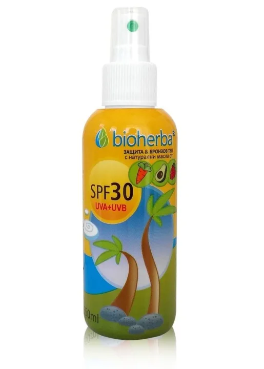 Биохерба Слънцезащитно олио с масла от малина, морков и кокос SPF 30 х 150 мл.