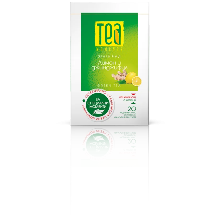 Зелен чай с джинджифил и лимон Tea Moments, 20 филтърни пакетчета