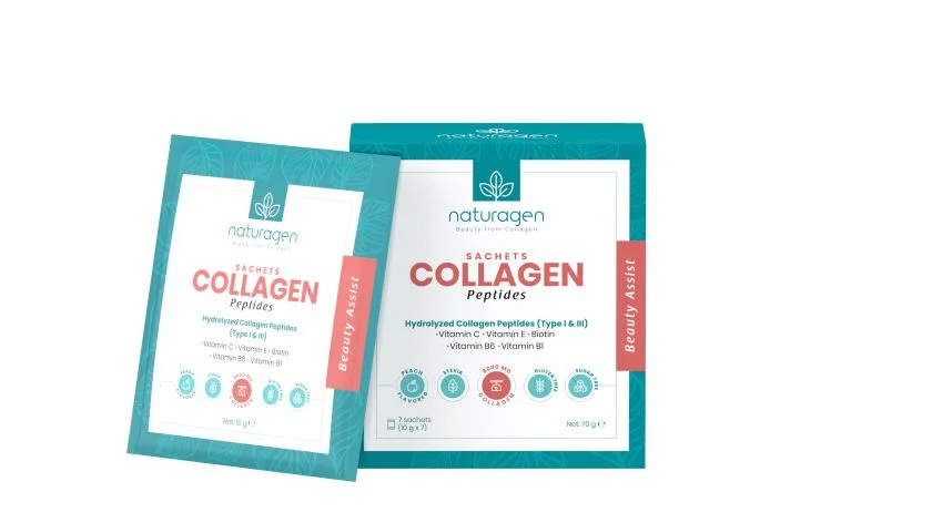 Разтворими Колаген Пептиди Naturagen, с вкус на Праскова, 10 грама х 7 броя в опаковка