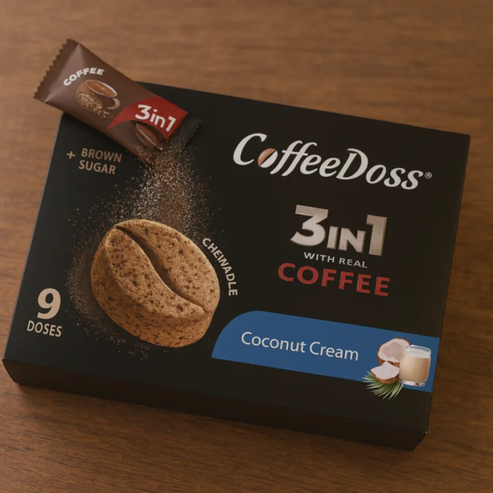 Кафе CaffeeDoss - под формата на таблетки за смучене - С ВКУС НА КОКОС, 135 бр