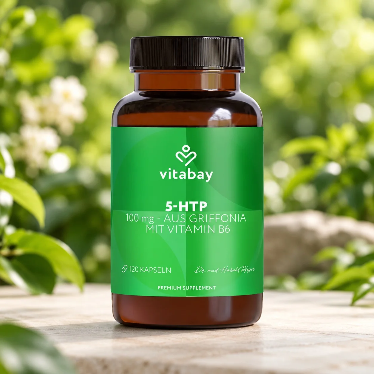 5-HTP от грифония с B6 за нервната система – Vitabay, 100 mg, 120 капсули