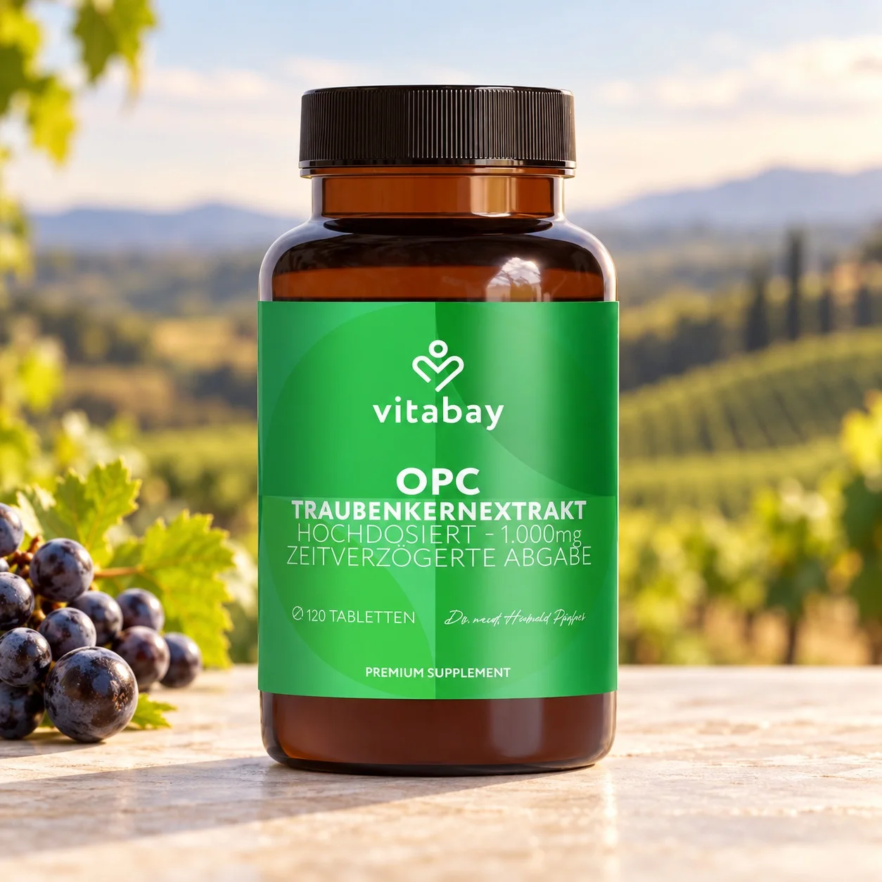 Екстракт от гроздови семки с концентрирани полифеноли – Vitabay, 500 mg, 95% OPC, 120 таблетки