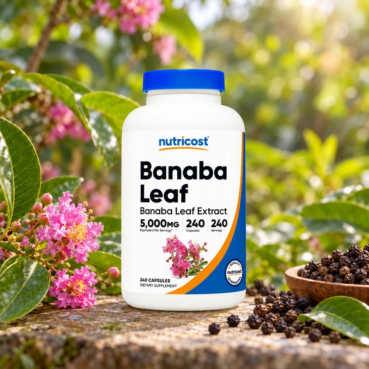 Банаба с черен пипер Nutricost, 250 mg, 240 капсули