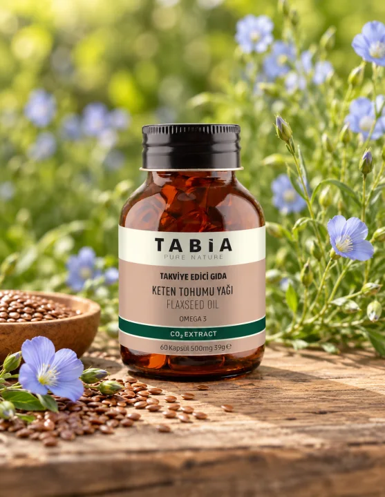 Ленено масло с растителни омега мастни киселини Tabia, 500 mg, 60 капсули