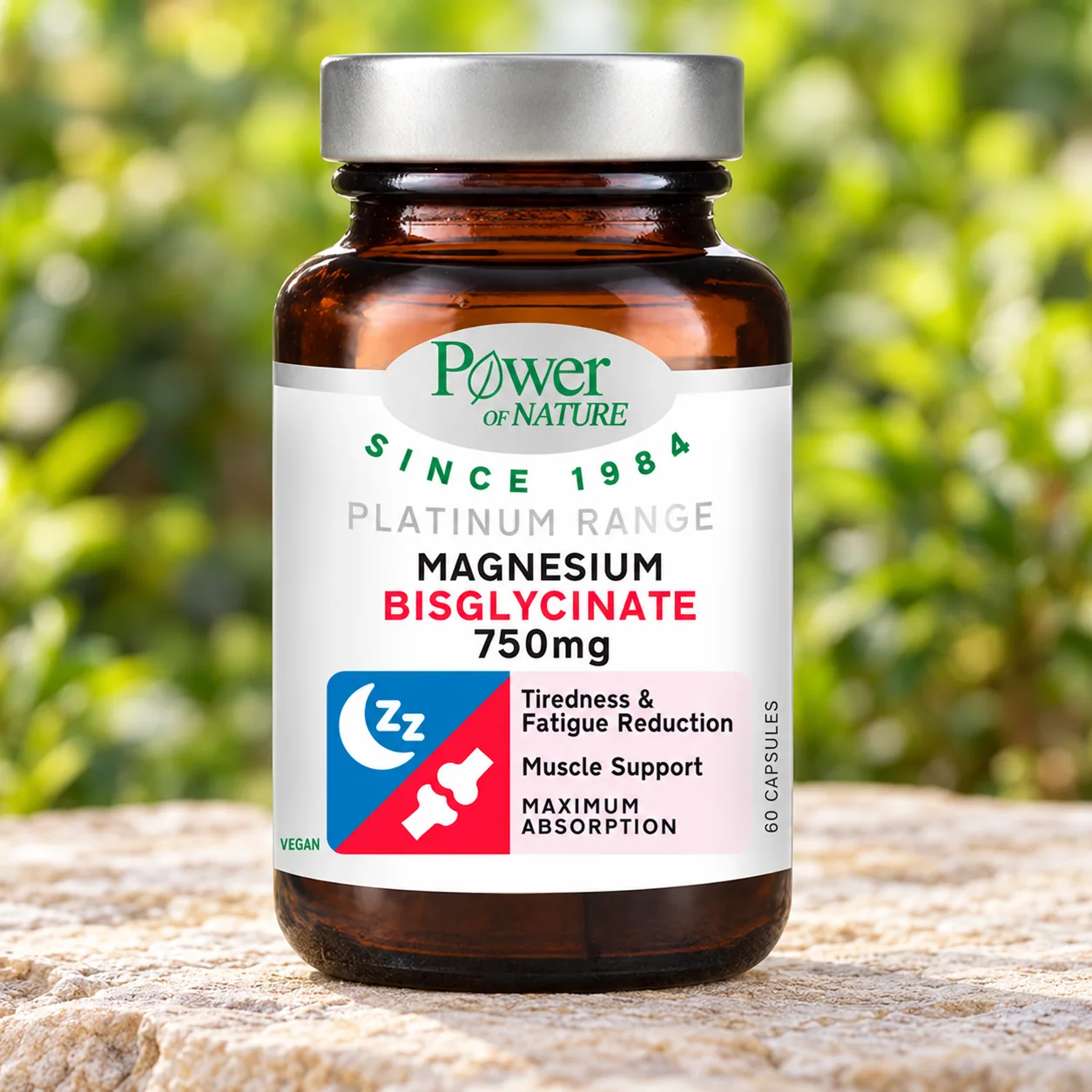 Магнезий бисглицинат Power of Nature, 150 mg магнезий, 60 капсули