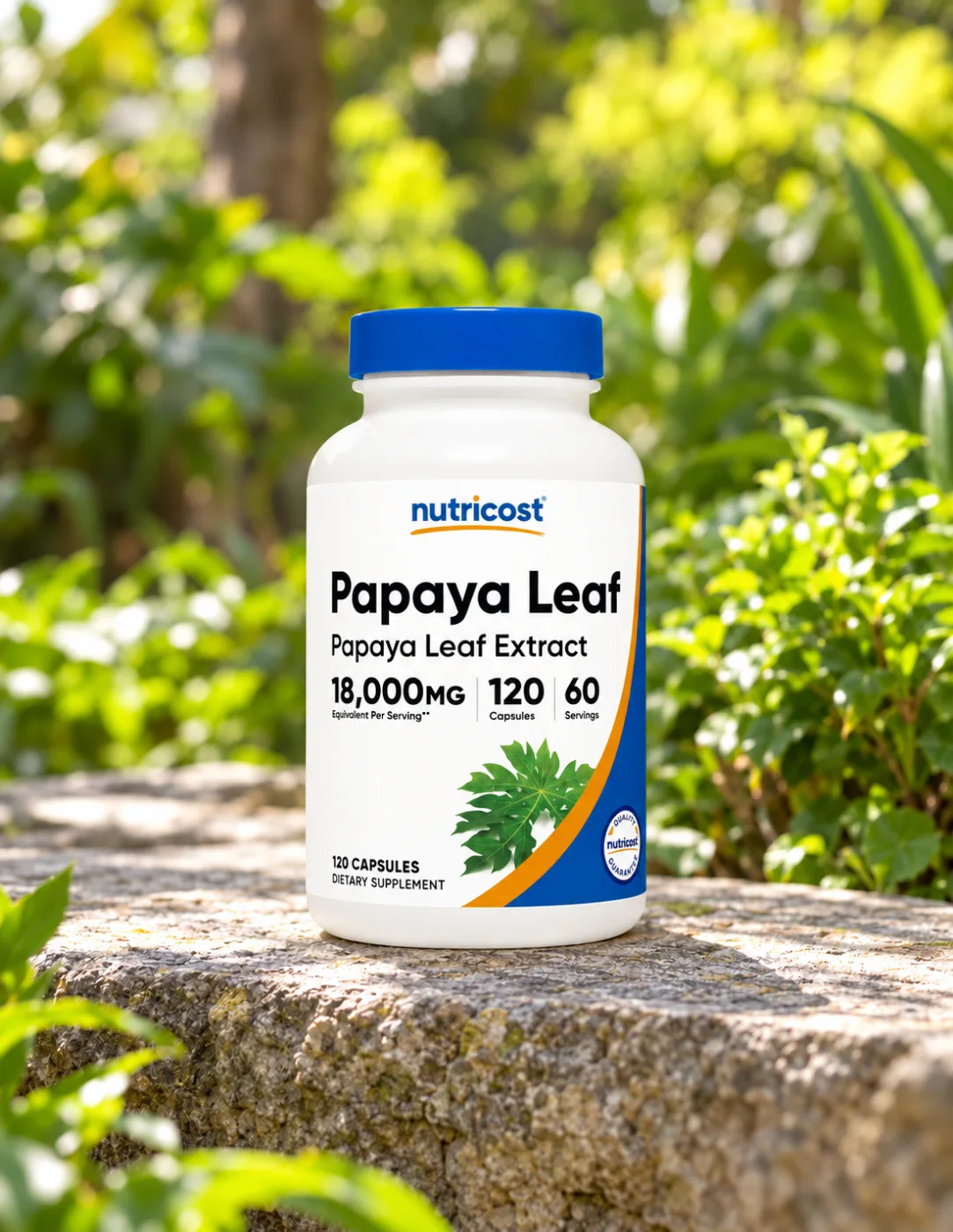 Екстракт от листа на папая за храносмилане Nutricost, 1200 mg, 120 капсули