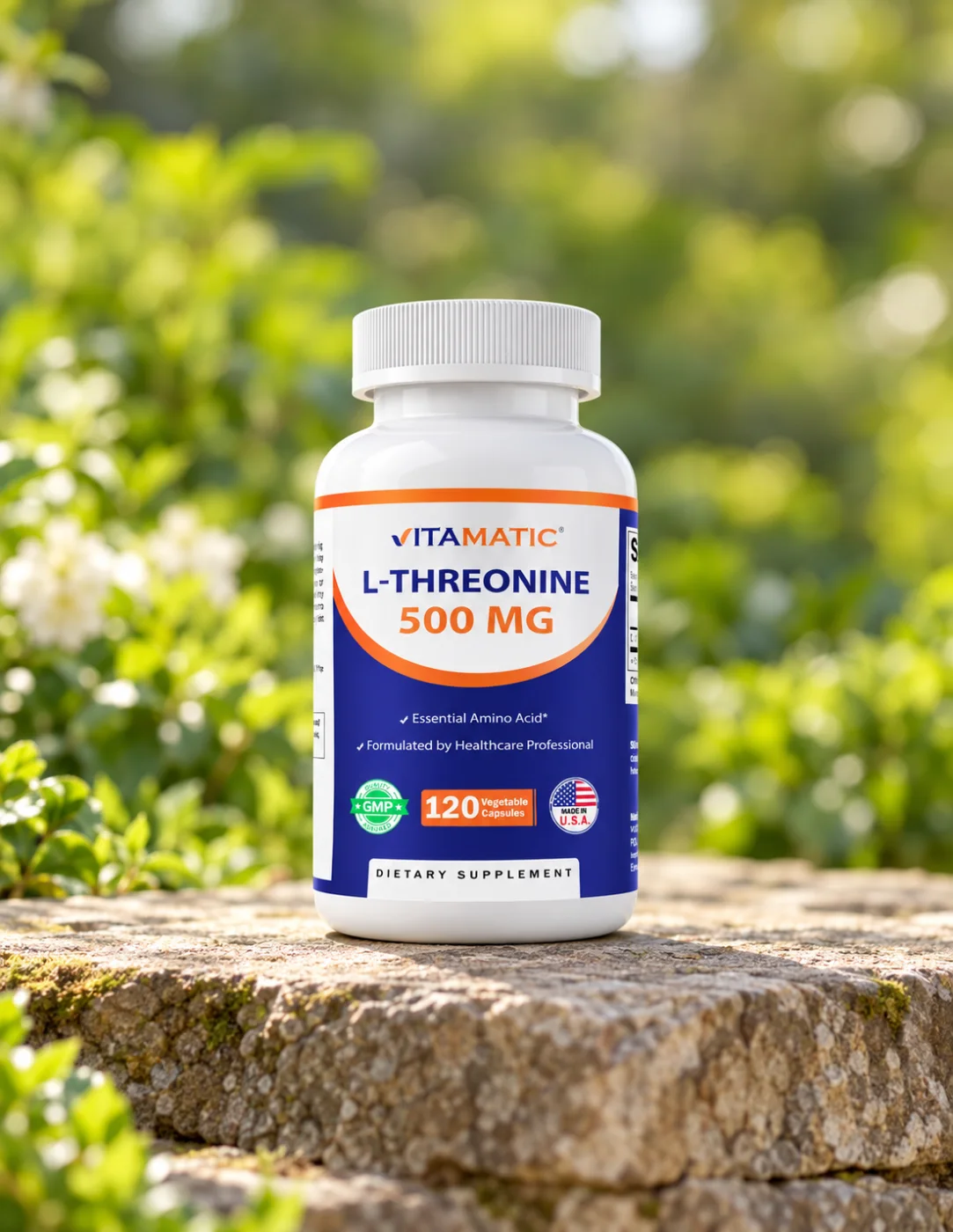 L-треонин за кожа и съединителна тъкан VITAMATIC, 500 mg, 120 веган капсули