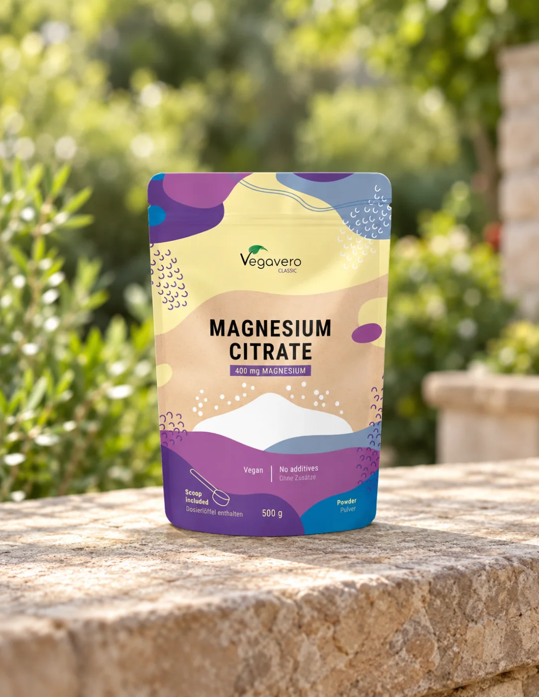 Магнезиев цитрат на прах за мускулна функция Vegavero, 500 g