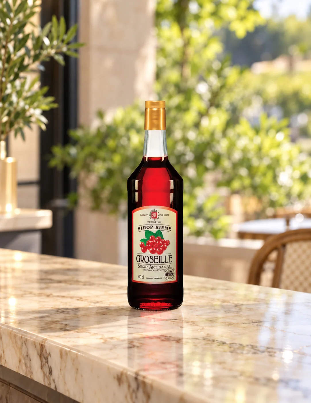 Сироп с вкус на червено френско грозде за напитки и десерти Maison Rième, 1000 ml