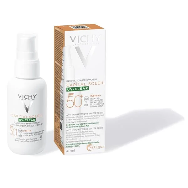 Слънцезащитен флуид за мазна кожа Vichy UV-Clear, SPF50+, 40 мл