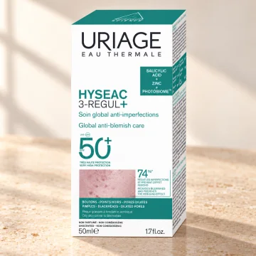 Слънцезащитна грижа за мазна кожа Uriage Hyséac 3-Regul+, SPF50+, 50 мл