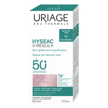 Слънцезащитна грижа за мазна кожа Uriage Hyséac 3-Regul+, SPF50+, 50 мл