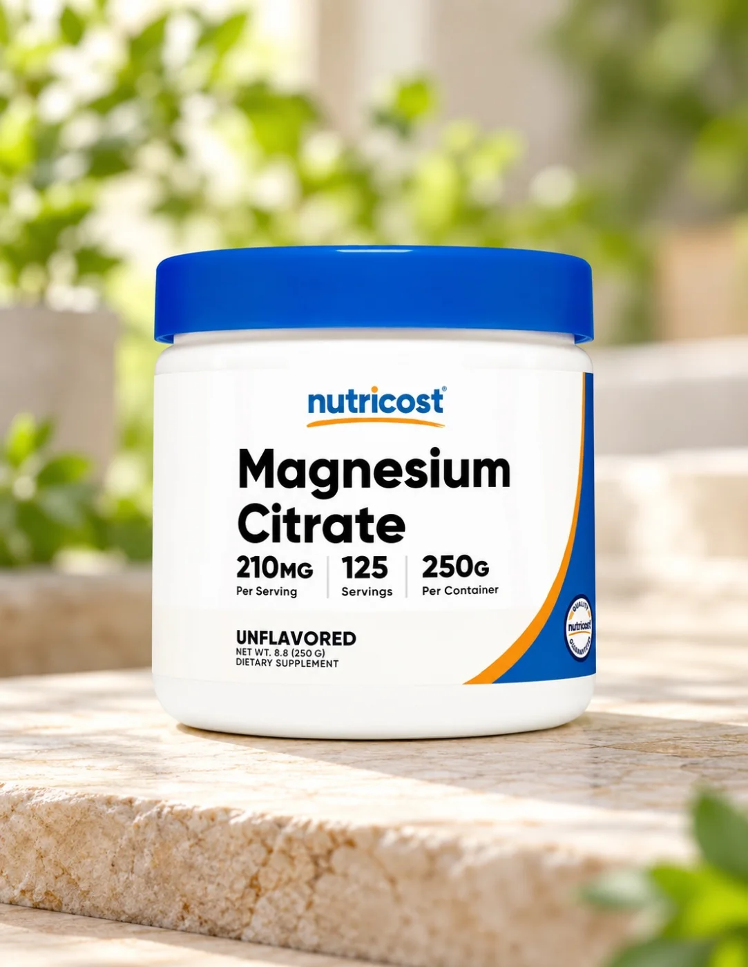 Магнезиев цитрат на прах за мускулна функция Nutricost, 210 mg, 250 g