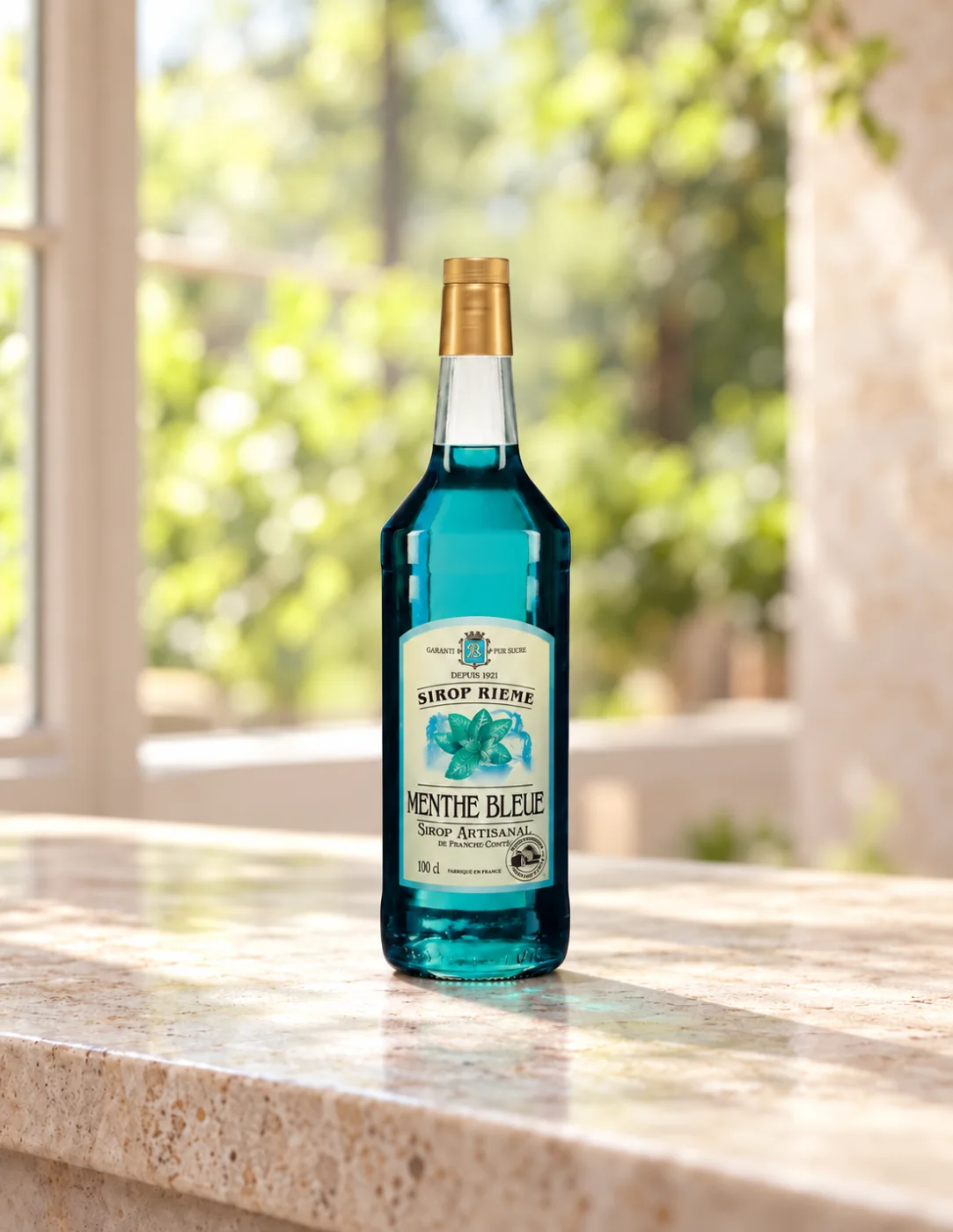 Ментов сироп за напитки и коктейли Maison Rième, син, 1000 ml