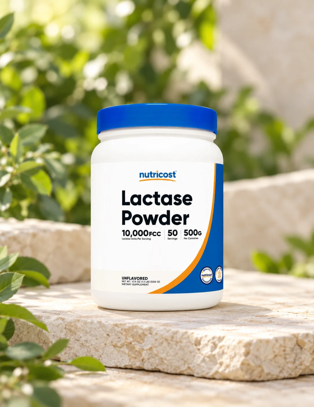 Ензим лактаза за разграждане на лактозата Nutricost, 500 g прах