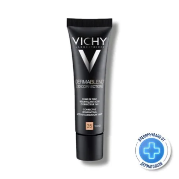 Матиращ фон дьо тен за мазна кожа Vichy, Dermablend 3D 35 Пясъчен, 30 мл