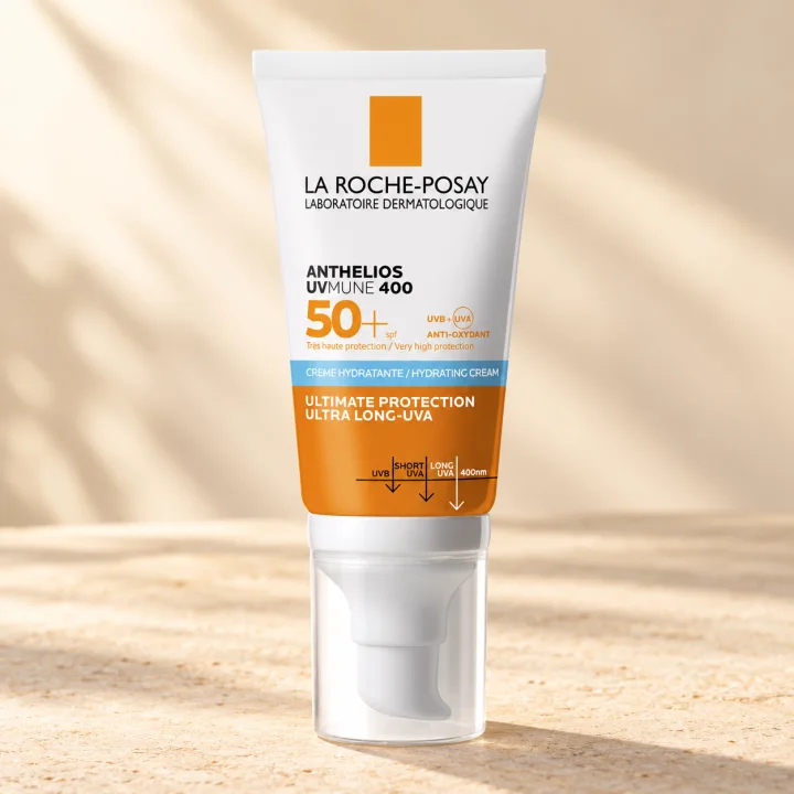 Слънцезащитен крем SPF 50+ с аромат La Roche-Posay, Anthelios UVMune 400, 50 мл