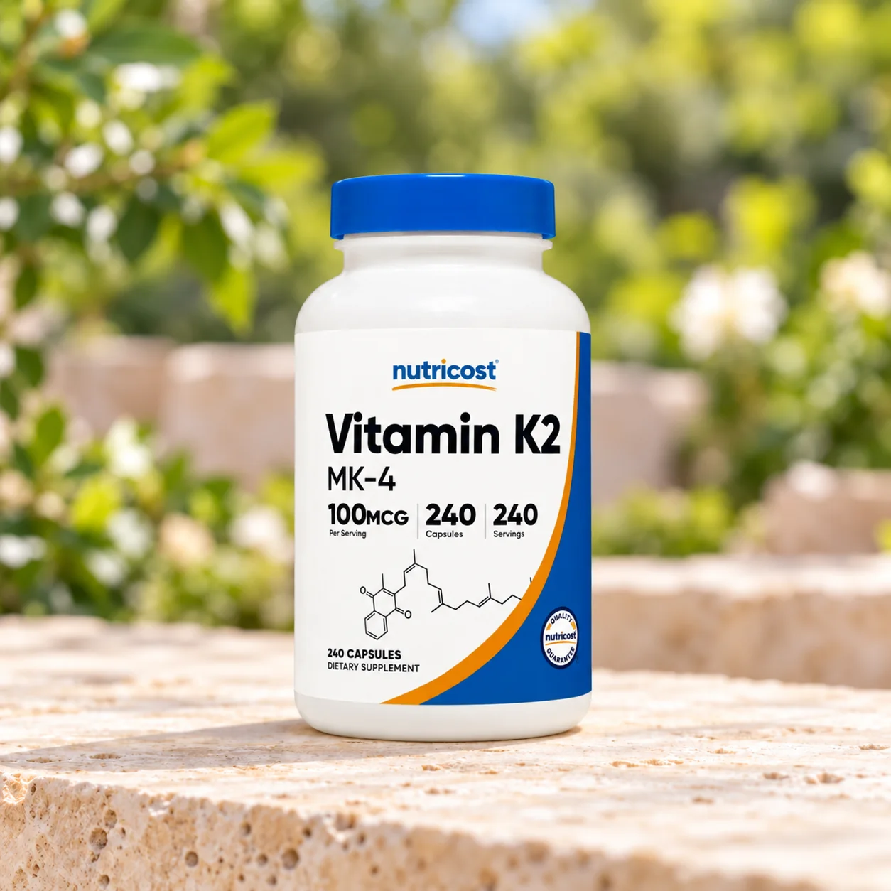 Витамин K2 за нормални кости Nutricost, 100 µg, 240 капсули
