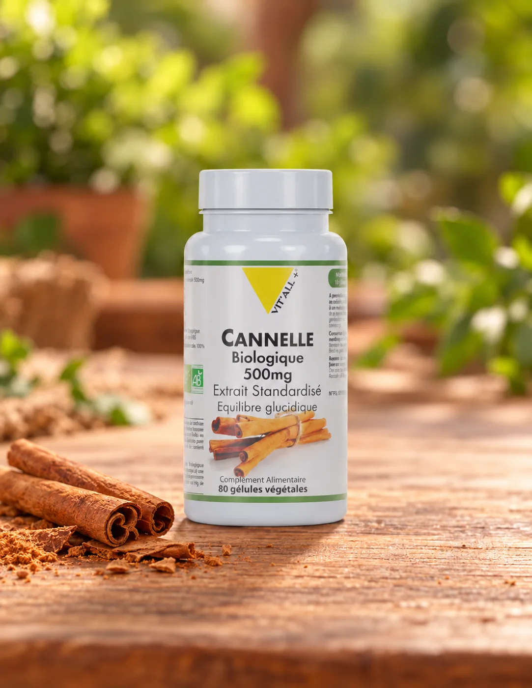 Био цейлонска канела за глюкозния метаболизъм Vit'all Plus, 500 mg, 80 капсули