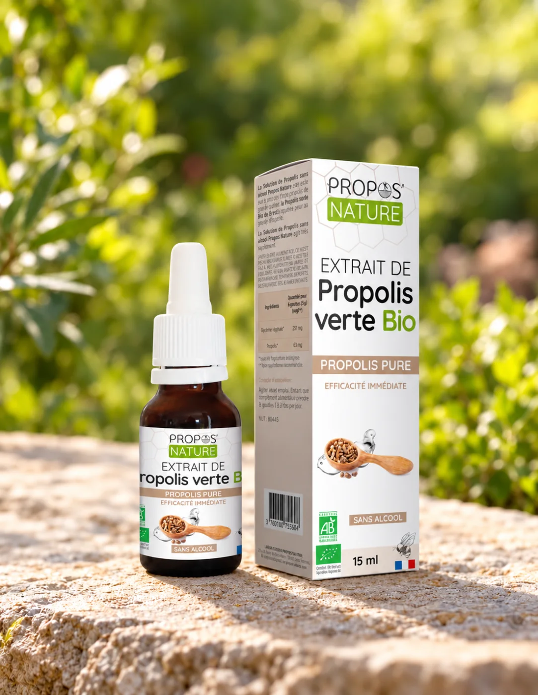 Зелен прополис за имунна подкрепа Propos Nature, 15 ml капки без алкохол