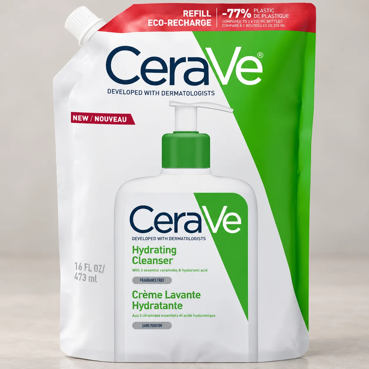 Хидратиращ измиващ крем за лице и тяло CeraVe, 473 мл, пълнител