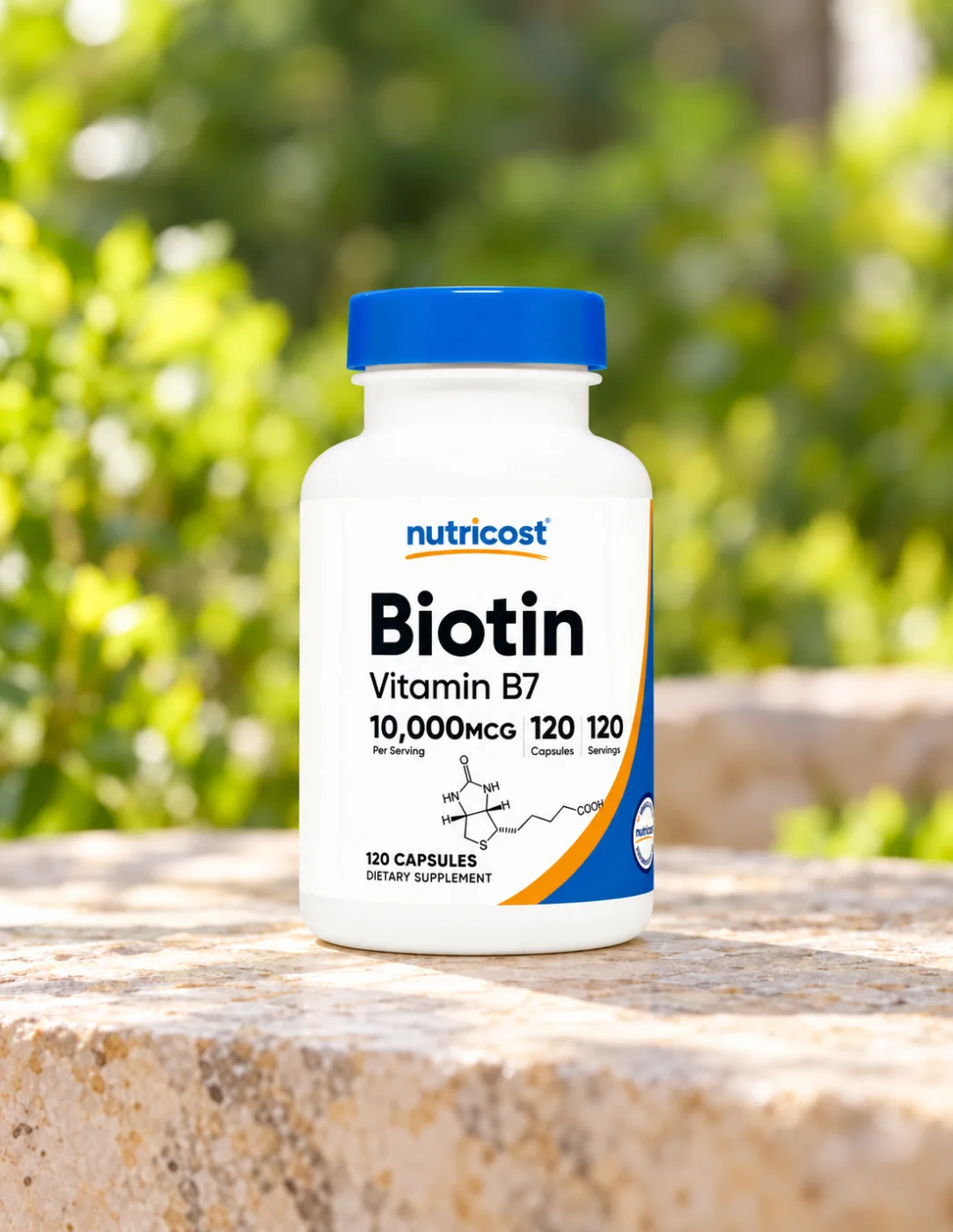 Биотин за коса и кожа Nutricost, 10000 µg, 120 капсули