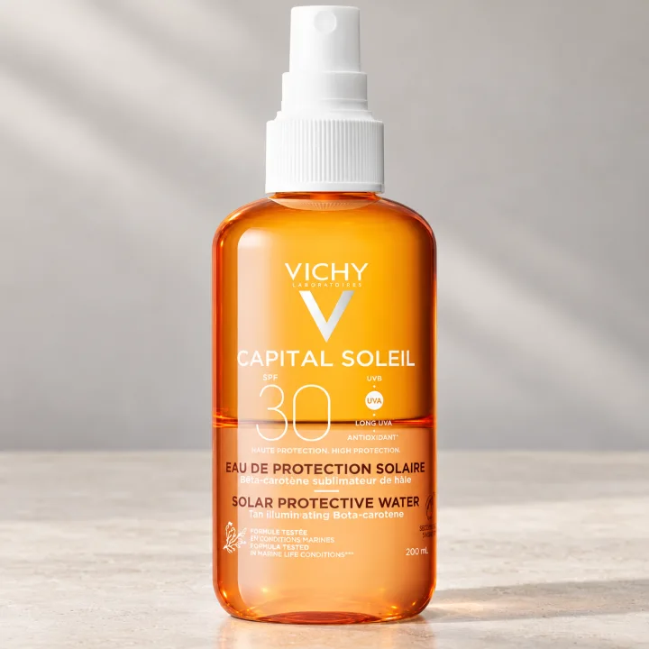 Слънцезащитна вода за озарен тен Vichy, Capital Soleil SPF30, 200 мл