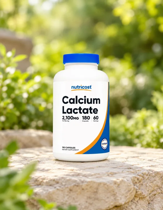 Калций лактат за кости и зъби Nutricost, 180 капсули