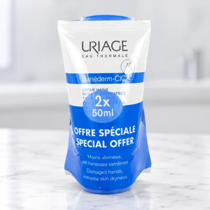Комплект защитни кремове за ръце Uriage Bariéderm-Cica, 2 × 50 мл