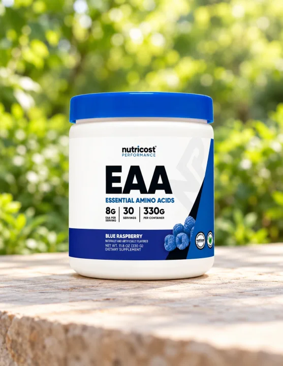Есенциални аминокиселини EAA Nutricost, с аромат на синя малина, 330 g, 30 дози