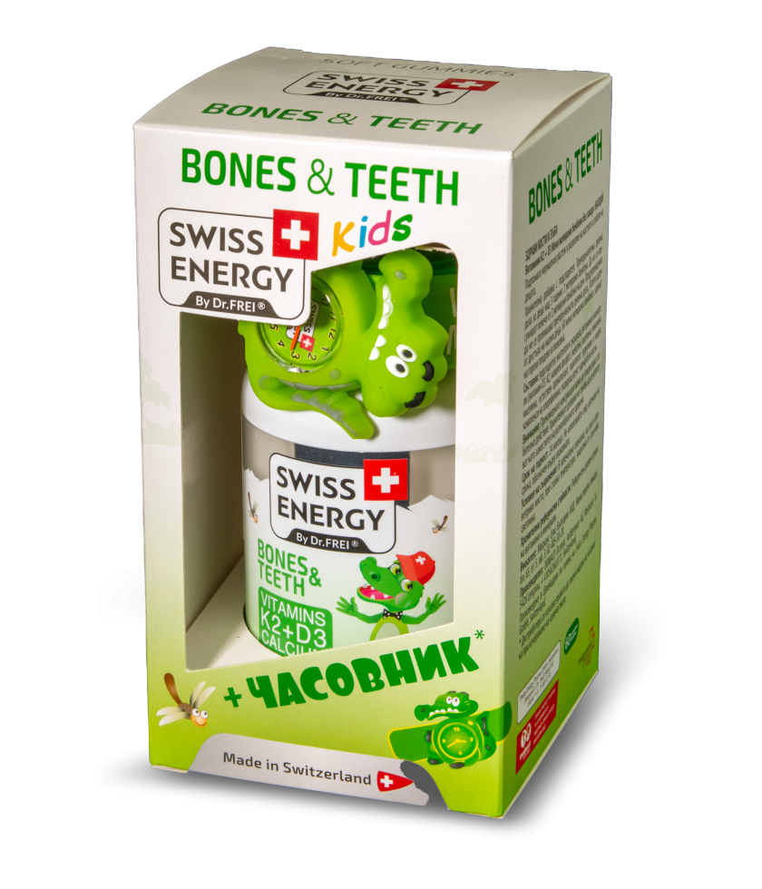 Суис Енерджи Кидс Витамини за деца за здрави кости и зъби х 60 меки желирани бонбона