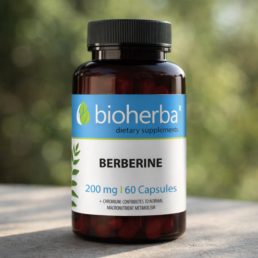 Берберин за нормален Холестерол и Кръвна захар, Биохерба 60 капсули х 200 мг.