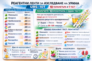 Тест ленти за 10 ПАРАМЕТЪРА в Урината URS-10 х 50 бр.
